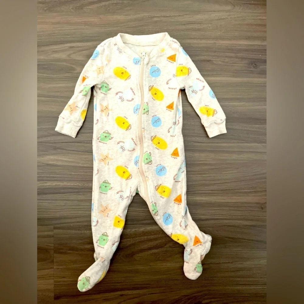 Dip Kids One Piece Footies - Yellow, Blue, Green Shapes Pattern size 3-6M
